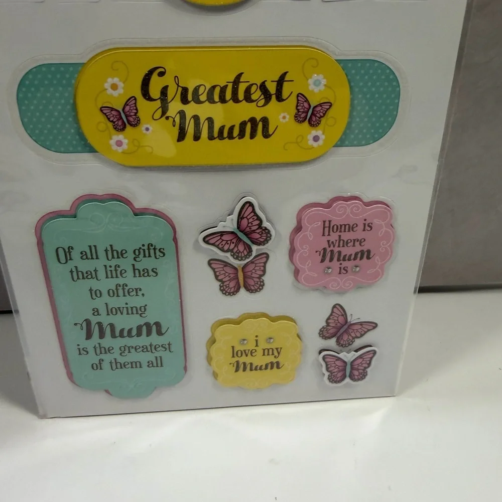 🩷5/$10 Crafted Square 'MUM' Pop-Up Sticker Set - Yellow, Pink, Teal
